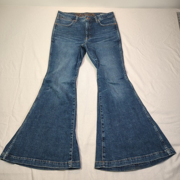 Wrangler Denim - Wrangler High Rise Flare Jeans Womens 30x32 Blue 75th Anniversary Hemp Blend